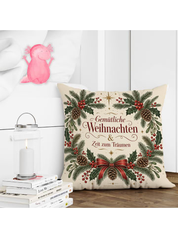 Mr. & Mrs. Panda Sofa Kissen Weihnachtsarrangement nostalgisch D... in Weiß