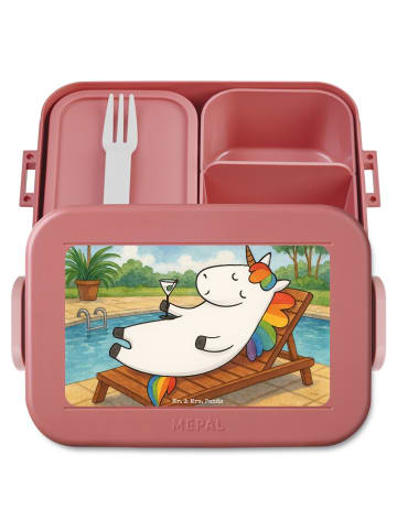 Mr. & Mrs. Panda Lunch Box Einhorn Blümchentail Design ohne Spruch in Rot Pastell