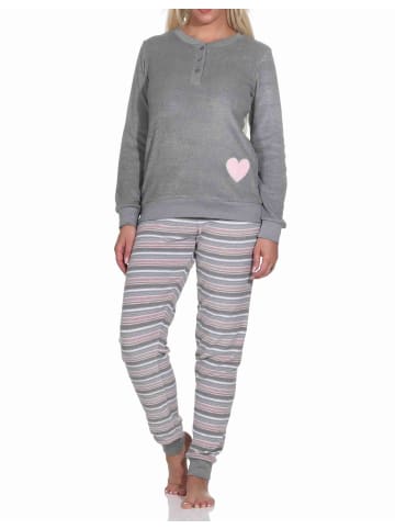 NORMANN Frottee Schlafanzug Bündchen - 77702 in grau