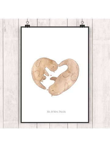 Mr. & Mrs. Panda Bild Otter Herz ohne Spruch in Weiß