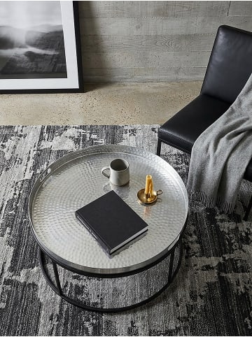 KADIMA DESIGN Couchtisch Hammerschlag Metall Sofatisch Aluminium Silber