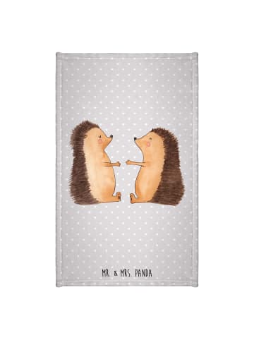 Mr. & Mrs. Panda Kleines Handtuch Igel Liebe ohne Spruch in Grau Pastell