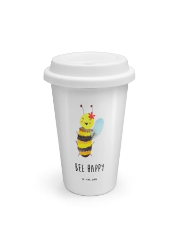 Mr. & Mrs. Panda To Go Becher Biene Happy mit Spruch in Weiß