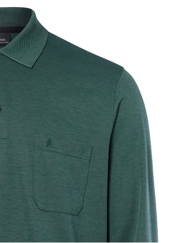 Ragman Langarm-Poloshirt - bügelleicht in tanne - 0013