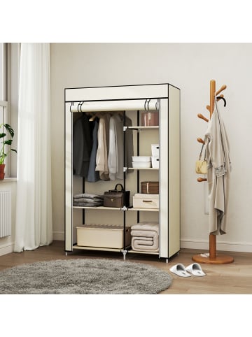 HOMCOM Stoffschrank-103L x 43B x 162,5H cm-Cremeweiß