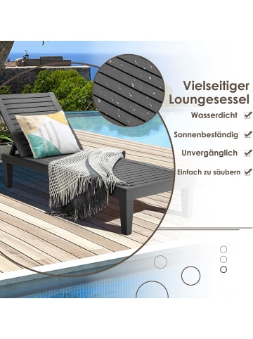 COSTWAY Sonnenliege 190 cm verstellbar in Schwarz