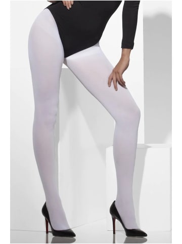 smiffys Leggings Strumpfhose Damen Opaque Tights Blickdicht One in Weiß