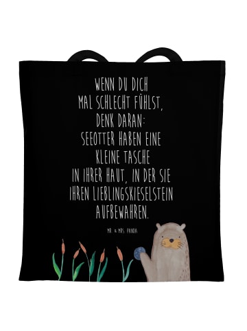 Mr. & Mrs. Panda Tasche Otter Stein mit Spruch in Schwarz