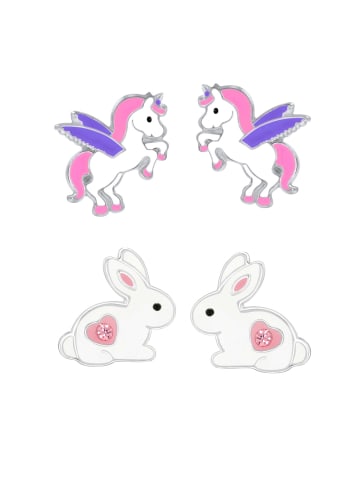 schmuck23 Ohrstecker Set Hase und Einhorn 925 Silber