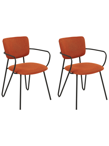 Beliani 2er-Set Esszimmerstuhl ELKO in Orange/Schwarz