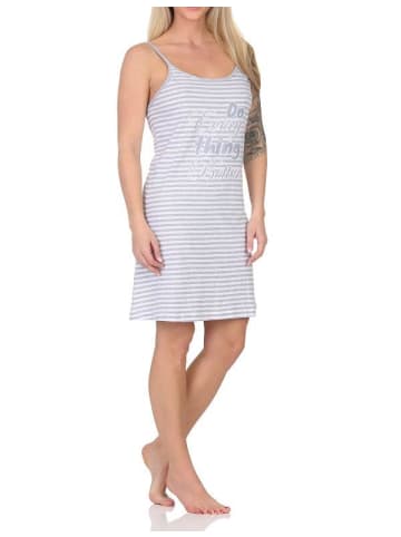 NORMANN Spaghetti Nachthemd Neglige Streifenoptik - 85904 in grau