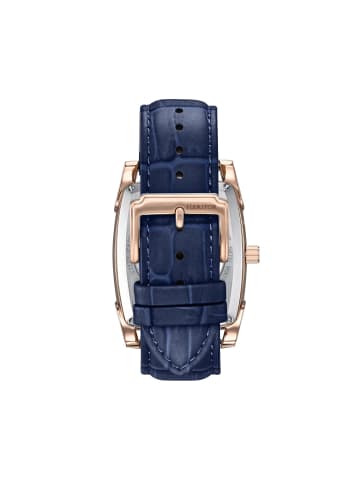 Heritor Valentin Lederarmbanduhr mit Datumsanzeige in Rose Gold/Blue