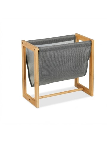 relaxdays Zeitschriftenhalter in Natur/ Grau - (B)39,5 x (H)37 x (T)21 cm