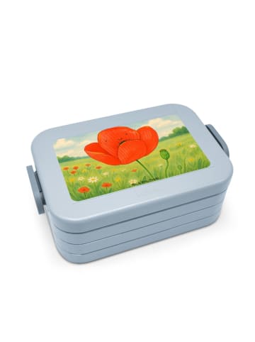Mr. & Mrs. Panda Bento Box Blume Mohnblume Design ohne Spruch in Blau Pastell
