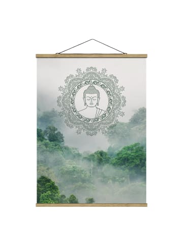 WALLART Stoffbild mit Posterleisten - Buddha Mandala im Nebel in Grün