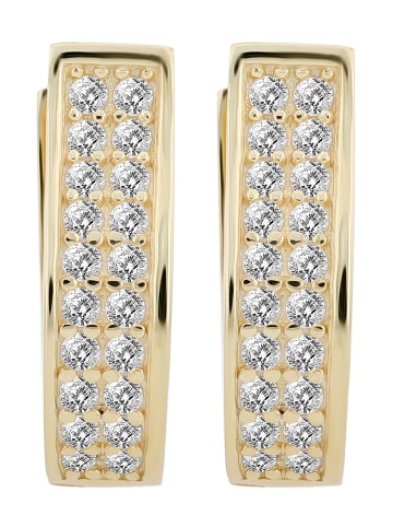 Adeliás Damen Ohrringe – Klappcreole aus 925 Silber mit Zirkonia in gold