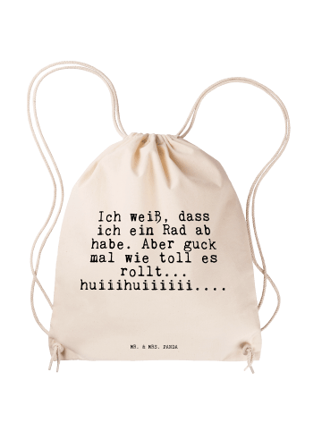 Mr. & Mrs. Panda Gymnastiktasche Ich weiß, dass ich... mit Spruch in Creme