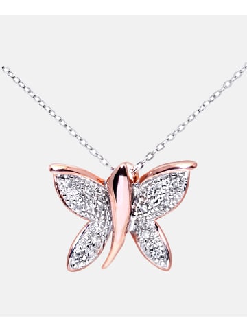 Diamant L'éternel Halskette mit Anhänger aus 375 Roségold mit Diamant Schmetterling