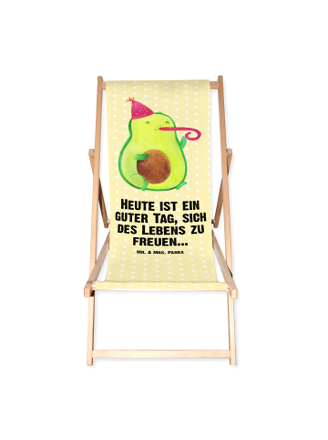 Mr. & Mrs. Panda Gartenliege Avocado Feier mit Spruch in Gelb Pastell