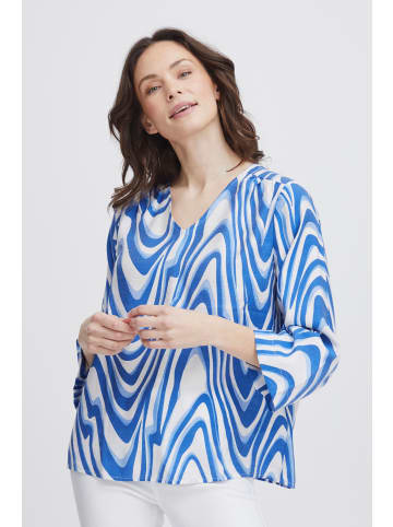 Fransa Langarmbluse FRARIANA BL 1 20614066 gestreifte Bluse mit V-Ausschnitt in Blau