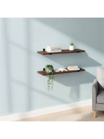 SONGMICS 2er-Set: Wandregal Barnet-old in Braun-schwarz - (B)20 x (H)7 x (T)60 cm
