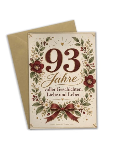 Geburtstagskarte 93. Geburtstag Zahl würdig Des... in Weiß