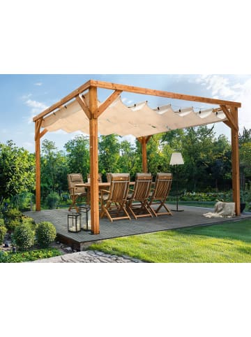 Beliani Garten-Pergola VILLAROSA in Beige/Braun - (W) 320 x (H) 250 x (L) 380 cm