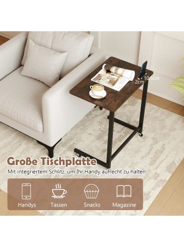 COSTWAY Beistelltisch mit Rollen 60 x 39,5 x 66 cm in Braun