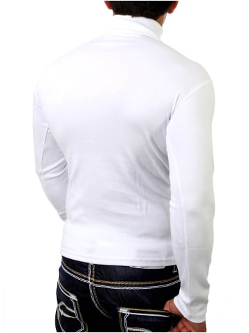 RESLAD Sweatshirt sportlicher Rolli in weiß
