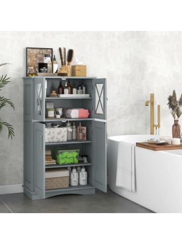 COSTWAY Badezimmerschrank Holz 60x30x108cm in Grau