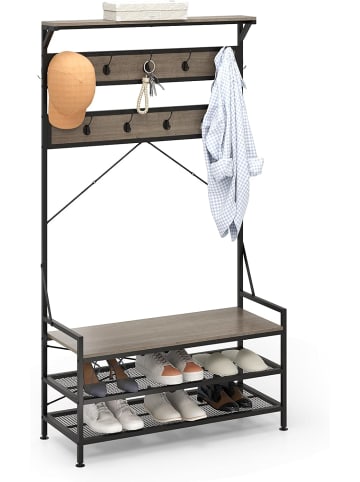COSTWAY 184 cm Garderobenständer mit Schuhablage in Grau