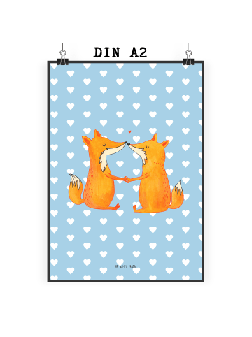 Mr. & Mrs. Panda Print Füchse Liebe ohne Spruch in Blau Pastell