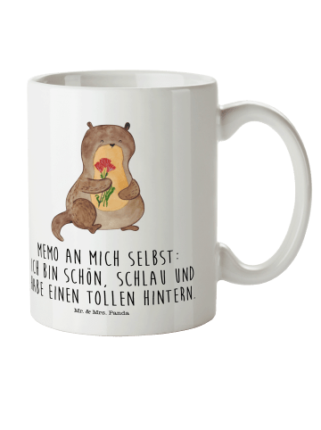 Mr. & Mrs. Panda Kindertasse Otter Blumenstrauß mit Spruch in Weiß