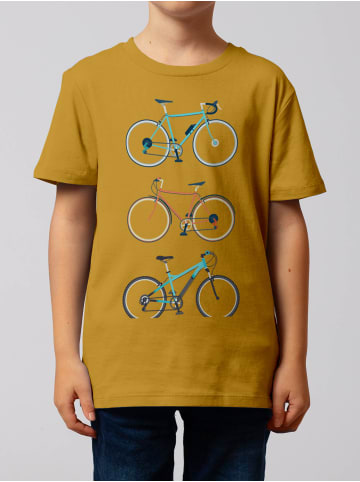 wat? Apparel T-Shirt 3 Fahrräder in Ocker