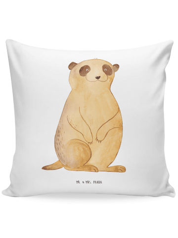 Mr. & Mrs. Panda Deko Kissen Erdmännchen ohne Spruch in Weiß