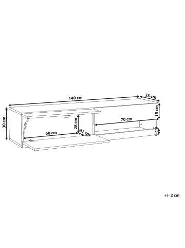 Beliani TV-Möbel EDMONTON in Weiß - (W) 140 x (H) 30 x (L) 35 cm
