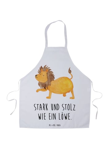 Mr. & Mrs. Panda Servierschürze Sternzeichen Löwe mit Spruch in Weiß
