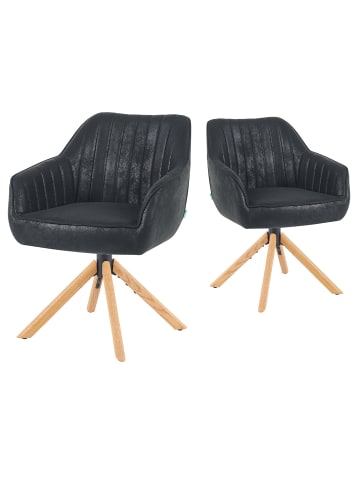 DUBI Möbel 2er-Set: Drehstuhl Mika-Luis in Schwarz - (B)60 x (H)82 x  (T)61 cm