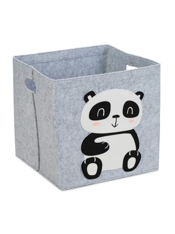 relaxdays 2 x Aufbewahrungskorb "Panda" in Grau - (B)34 x (H)33 x (T)32 cm