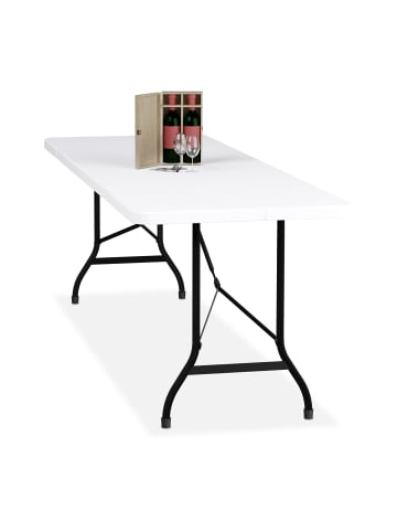 relaxdays Gartentisch in Weiß - (B)220 x (H)75 x (T)68 cm