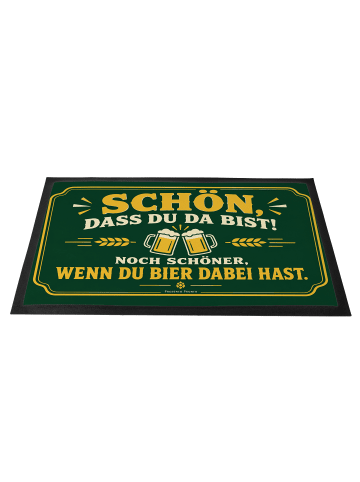 Mr. & Mrs. Panda Fußmatte Bier retro Design mit Spruch in Weiß