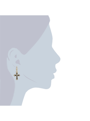 Lulu & Jane Ohrhänger Kreuz aus Metall-Legierung mit Glas in gelbgold