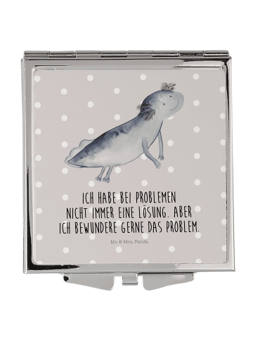 Mr. & Mrs. Panda Schminkspiegel Axolotl Schwimmen mit Spruch in Grau Pastell