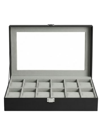 SONGMICS Uhrenbox in Schwarz-Grau - (B)30.2 x (H)7.8 x (T)20.2 cm