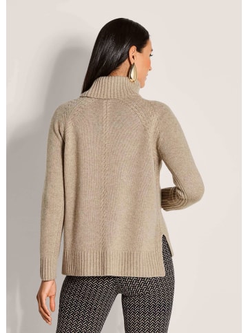 MADELEINE Schlichter Kaschmirpullover mit Rollkragen in cappuccino / melange