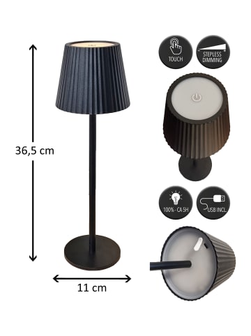 Coen Bakker LED Tischlampe dimmbar IP44 Innen & Außen 36,5x11cm in Schwarz