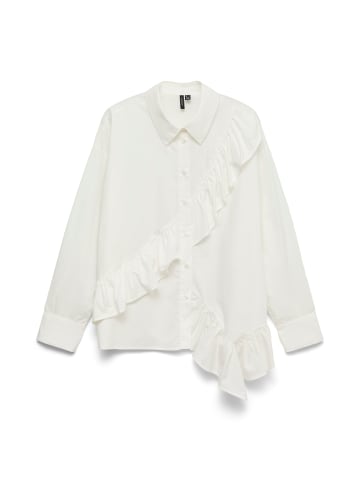 Vero Moda Flounce Langarm Hemd mit Knopfleiste in Snow White