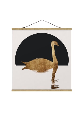 WALLART Stoffbild mit Posterleisten - Schwan in Gold in Gold