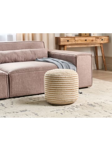 Beliani Pouf RESAFA in Beige/Weiß - (W) 40 x (H) 40 x (L) 40 cm