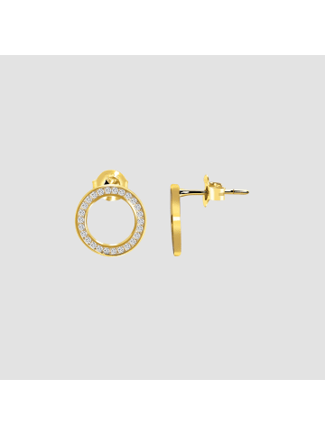 Adeliás Damen Ohrringe – Ohrstecker aus 925 Silber mit Zirkonia in gold